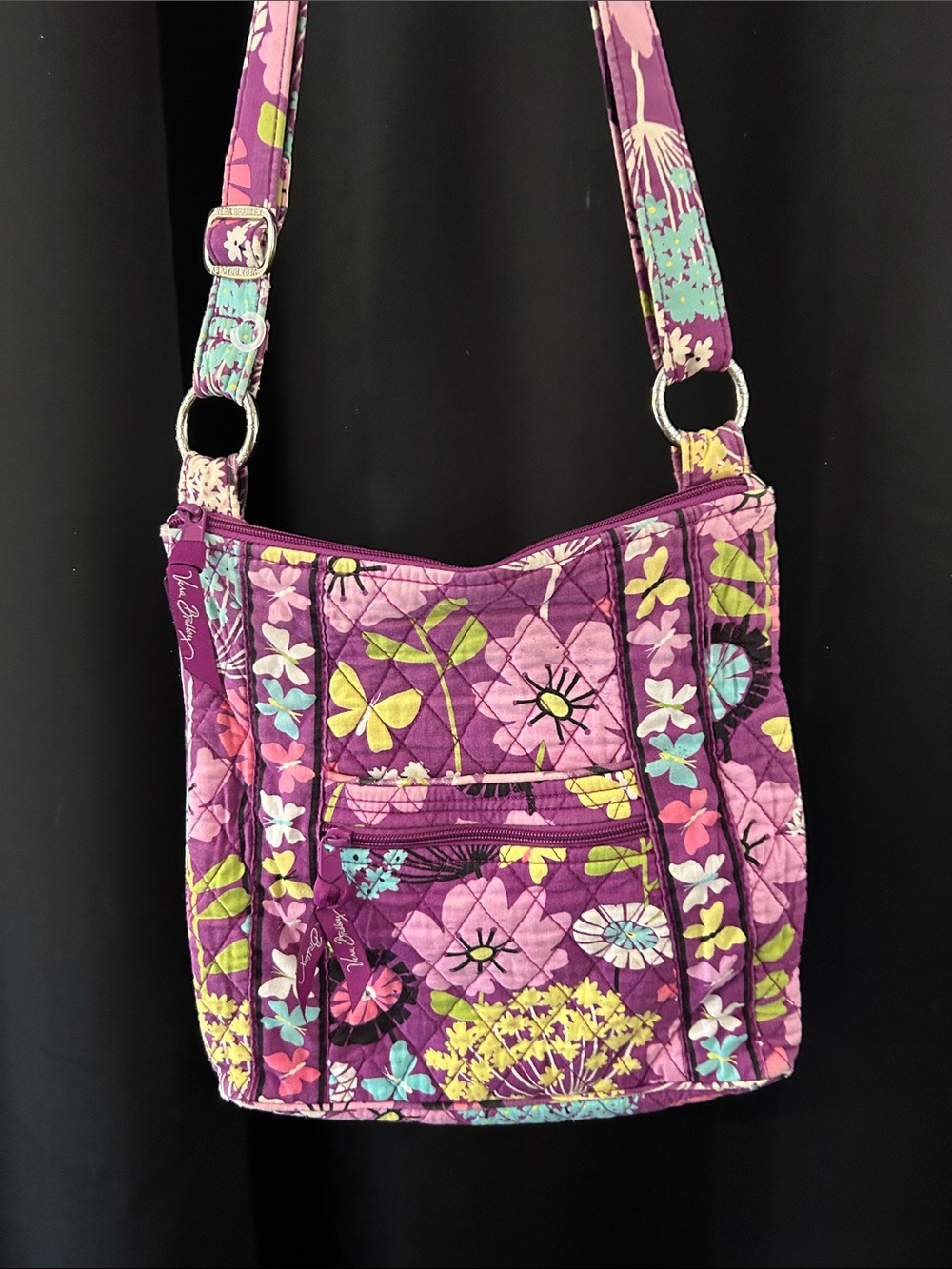 Vera Bradley Quilted Floral Crossbody Bag in Purple
